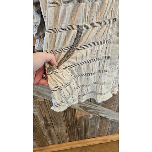 Tiny Anthropologie Cirrus Hoodie Jacket neutral Tan Metallic S shaket crinkle - Picture 6 of 8